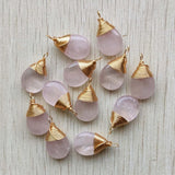 Rose Quartz Stone Drop Charms Pendants 12pcs/lot