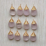 Rose Quartz Stone Drop Charms Pendants 12pcs/lot