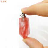 Rose Quartz Amethysts Charm Gems Stone Perfume Bottle Pendant
