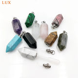 Rose Quartz Amethysts Charm Gems Stone Perfume Bottle Pendant