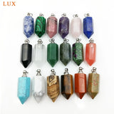 Rose Quartz Amethysts Charm Gems Stone Perfume Bottle Pendant