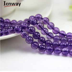 Amethyst 4-12MM Round Loose Beads 15in DIY Bracelet Necklace Earrings