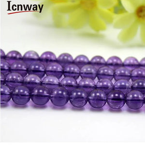 Amethyst 4-12MM Round Loose Beads 15in DIY Bracelet Necklace Earrings