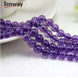 Amethyst 4-12MM Round Loose Beads 15in DIY Bracelet Necklace Earrings