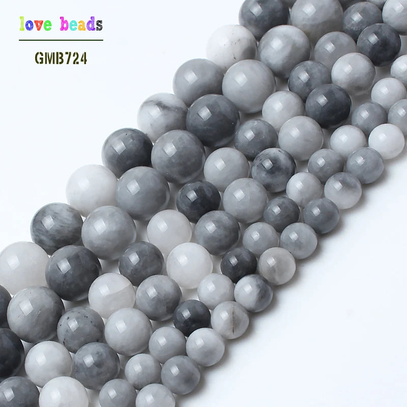 Hawks Eye Stone Beads for Jewelry Making 15in Strand 6/8/10mm Loose Beads