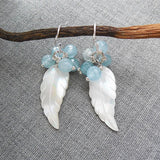 Natural Shell Crystal Leaves Long Female Earrings