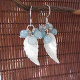Natural Shell Crystal Leaves Long Female Earrings