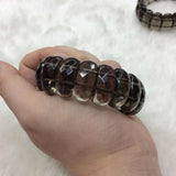 Smoky Quartz Crystal Stone Beads Bracelet Natural Gemstone Bangle for Woman