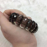Smoky Quartz Crystal Stone Beads Bracelet Natural Gemstone Bangle for Woman