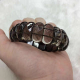 Smoky Quartz Crystal Stone Beads Bracelet Natural Gemstone Bangle for Woman