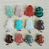 Natural Stone Carving Frog Pendant Necklace Jewelry 12 pcs/lot