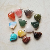 Natural Stone Skull Pendants for Jewelry Making - Pack of 12