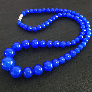 Chalcedony Jades Round Beads Necklace 18 inch