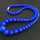 Chalcedony Jades Round Beads Necklace 18 inch