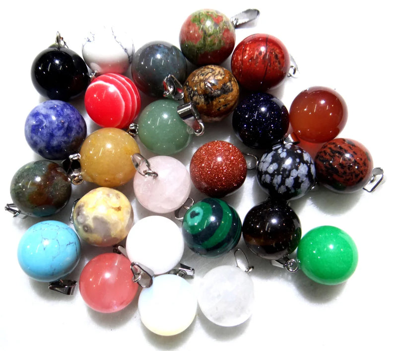 Natural Stone Round Ball Pendant for DIY Jewelry Making