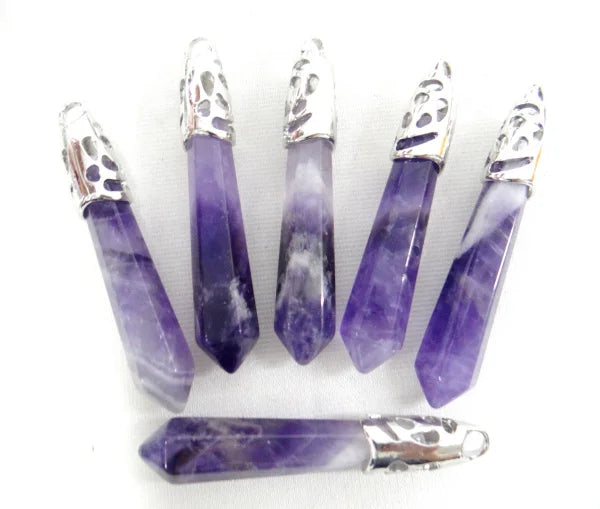 20pc Mix Stone Quartz Crystal Pillar Pendants Jewelry