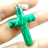 Natural Stone Quartz Crystal Turquoise Tiger Eye Cross Charms Pendant