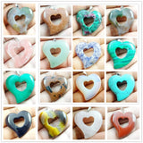 Natural Stone Quartz Crystal Turquoise Tiger Eye Heart Charms Pendant