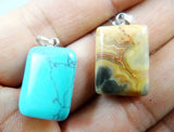 50pcs Rectangle Shape Natural Stone Pendants for DIY Jewelry Making
