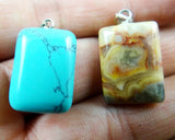 50pcs Rectangle Shape Natural Stone Pendants for DIY Jewelry Making