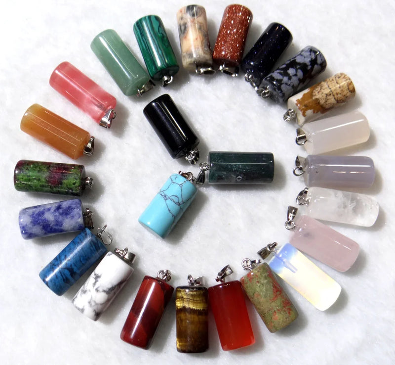 Natural Stone Cylinder Pendant for DIY Jewelry Making