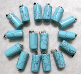 Natural Stone Cylinder Pendant for DIY Jewelry Making