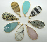 Aventurine Tiger Eye Quartz Turquoises Pendant DIY Jewelry 6PCS