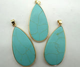 Tiger Eye Turquoises Teardrop Pendant for DIY Jewelry Making