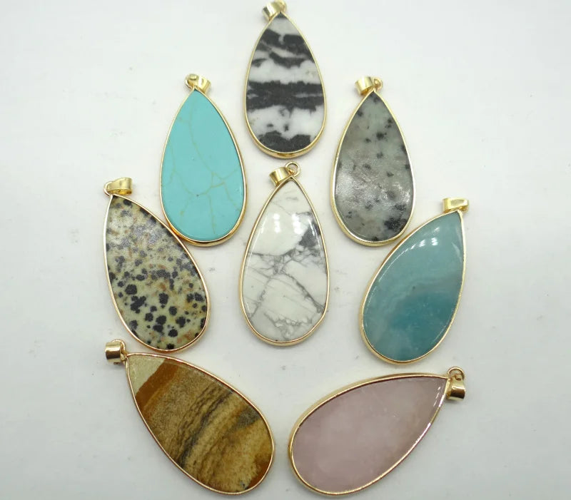 Tiger Eye Turquoises Teardrop Pendant for DIY Jewelry Making
