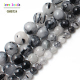 Rutilated Quartz Round Stone Beads for Jewelry Making 15inches Strand
