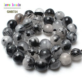 Rutilated Quartz Round Stone Beads for Jewelry Making 15inches Strand