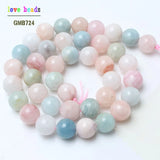 Colorful Morganite Stone Round Beads 15in Strand DIY Jewelry Making