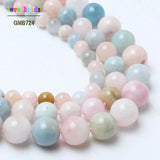 Colorful Morganite Stone Round Beads 15in Strand DIY Jewelry Making