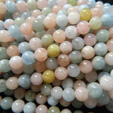 Morganite stone loose beads for jewelry making 15inches