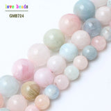Colorful Morganite Stone Round Beads 15in Strand DIY Jewelry Making