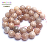 Faceted Sun Stone Round Beads for Jewelry Making 15in