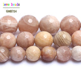 Faceted Sun Stone Round Beads for Jewelry Making 15in