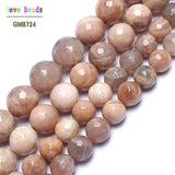 Faceted Sun Stone Round Beads for Jewelry Making 15in