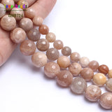 Faceted Sun Stone Round Beads for Jewelry Making 15in