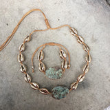 Natural Stone Cowries Shell Bracelet Green Bohemian Boho Armband