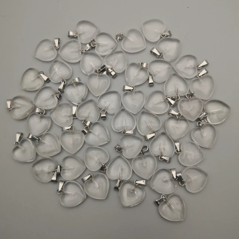 Stone Crystal Heart Pendant Necklace for Jewelry Making 15MM Charm Accessories