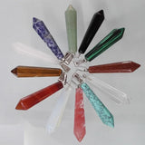 Mixed Stone Crystal Pillar Pendant Necklaces Charms Jewelry Pendants 12pcs