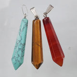 Mixed Stone Crystal Pillar Pendant Necklaces Charms Jewelry Pendants 12pcs