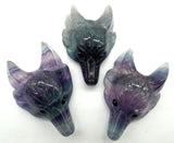 Labradorite Fluorite Quartz Crystal Wolf Head Pendant