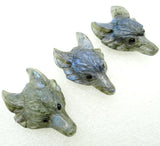 Labradorite Fluorite Quartz Crystal Wolf Head Pendant