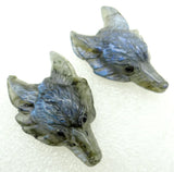 Labradorite Fluorite Quartz Crystal Wolf Head Pendant