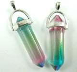 Natural Stone Hexagonal Charm Pendants for DIY Jewelry 24PC