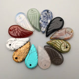 Natural Stone Pendant Angel Wings Carving Pendants Necklace Mixed 30x15MM 12pcs