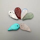 Natural Stone Pendant Angel Wings Carving Pendants Necklace Mixed 30x15MM 12pcs