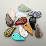 Natural Stone Pendant Angel Wings Carving Pendants Necklace Mixed 30x15MM 12pcs